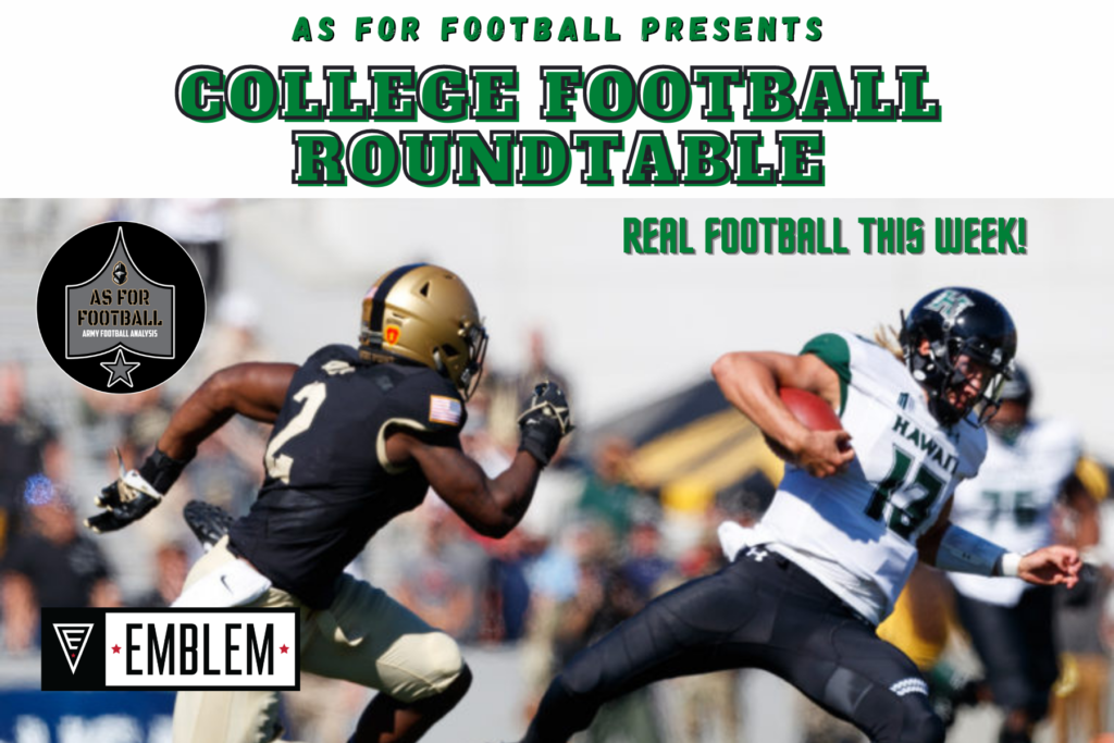 Join the Roundtable this week for a review of all the Week 0 games and our first official set of Locks of the Week.

It's a quick show this week, but it's a honest-to-God football show.  Hallelujah!

As always, As For Football is brought to you by Emblem Athletic.  Visit EmblemAthletic.Com, and be a gear hero for your unit today.