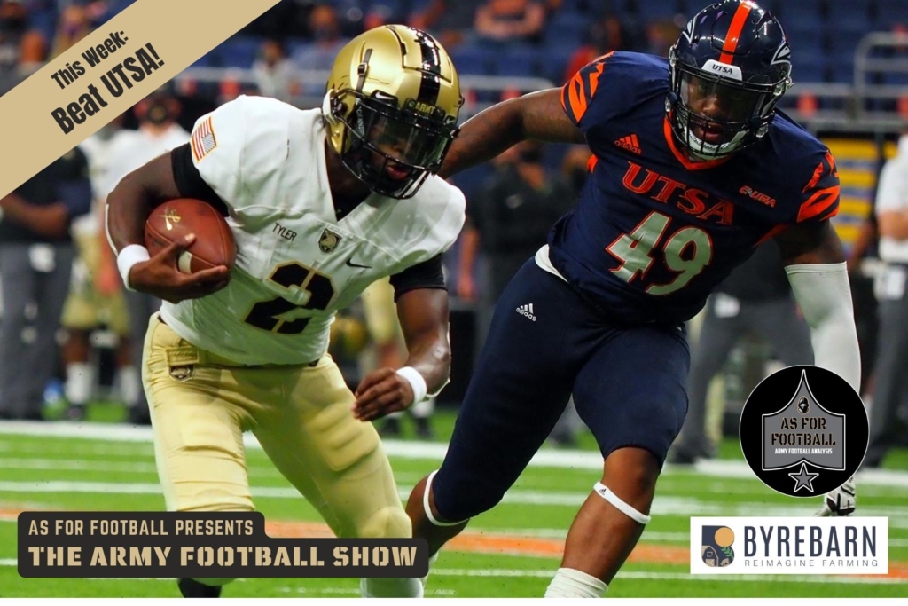 This week: the guys relive the glory of Army's biggest shutout victory since 1956. We dive deep on the win, tell you what we saw, and get into the Good, the Bad, and the Ugly. Then we're on to UTSA!

Will UTSA QB Frank Harris get a mortgage with Craig Achtzehn? Does he have more facial hair than Rob? Is he even going to play?

We've got all the details!

Fun show this week, friends. Let's get this W.

Go Army! Beat UTSA!!!