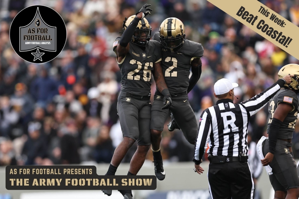 Army got a good win over a tough opponent last week in Holy Cross. Amazingly, the Black Knights have now faced all of college football's top three rushing quarterbacks. Rob and Dan relive the big win and talk about what went right and what the team can improve going forward.

Then we're on to Coastal Connecticut! We'll preview the game and tell you what Army needs to secure victory. Friends, as insane as this season has been, if the Black Knights can get a win this weekend, they'll have beaten no less than four would-be conference championship contenders.

Go Army! Beat Coastal Carolina!!!