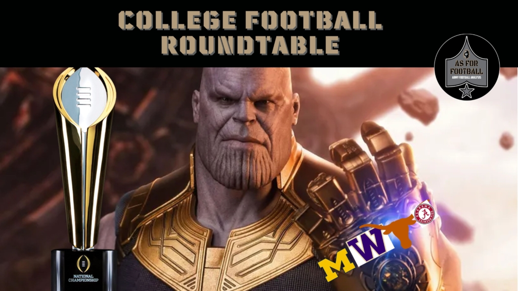 It’s all over but the cryin'!

The College Football Committee has made their choices, and both Florida State and Georgia got left on the outside looking in. The Committee said the SEC Champion would make the playoff, and that seems to be the only thing that they mentioned during the week that actually held true.

This week: Dan and Rob talk through the championship games, wonder what the Dawgs were thinking putting two spies on Alabama QB Jalen Milroe, and discuss Liberty's chances against Oregon in a New Year's Six Bowl.

Then we give the mic to Rob Robinson. Rob's been with us at As For Football for years now. We finally give him a chance to tell his story.

Finally, who's winning the Heisman?

It's BEAT NAVY Week, friends. Get hyped!

Go Army! Beat Navy!!!