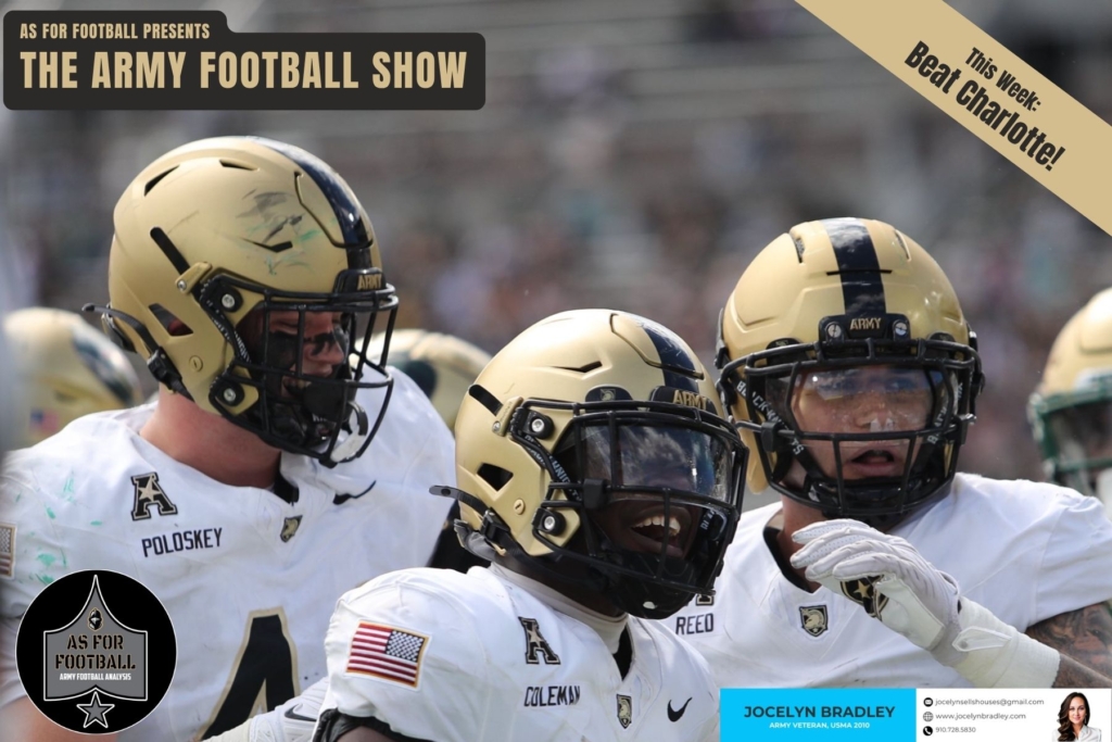 Friends, your Army Black Knights got a big win on the road this past Saturday, and we've got the whole OG AFF Crew in the house to celebrate!

This week: Jordan, Rob, Dan, and James break down the win over UAB, talk about what worked and what didn't, and pick their players and play of the game.

Shall we play a game?  Name the Top Ten runners in Army Football history!

The show's second half starts with a preview of this weekend's home contest against Charlotte. We're then on to Fact or Fiction, followed by our new Mailbag section.

Go Army! Beat Charlotte!!!