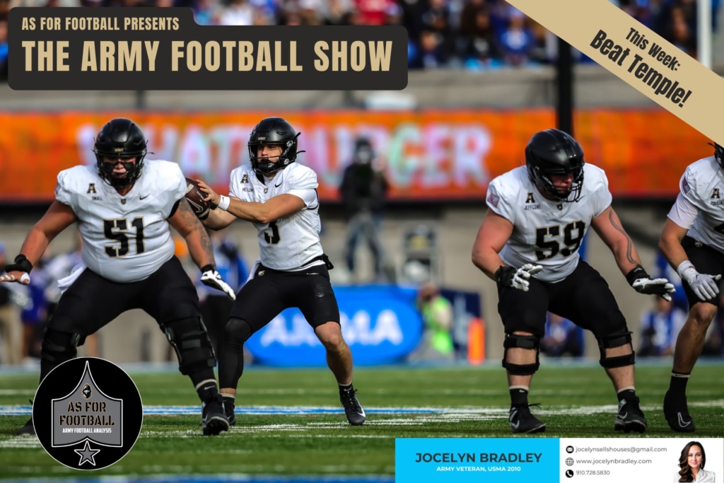 The Black Knights got a GIGANTIC win over the Zoomies this past weekend. We go through all the big moments, talk about Coach Monken's decision to go for it from his own 25 yard line, and then pick our players and plays of the game.
Then: Can you name the last THREE times Army walked it off with a field goal?
The show's second half starts with a preview of this week's sold out game against the Temple Owls. We go through offense, defense, and special teams and talk in detail about what the Black Knights need to do to get this win. We then do a little Fact or Fiction and close the show with a deep dive into our Mailbag.
It's a fun show this week, friends. It's a great week to be an Army Football fan.
Go Army! Beat Temple!!!
