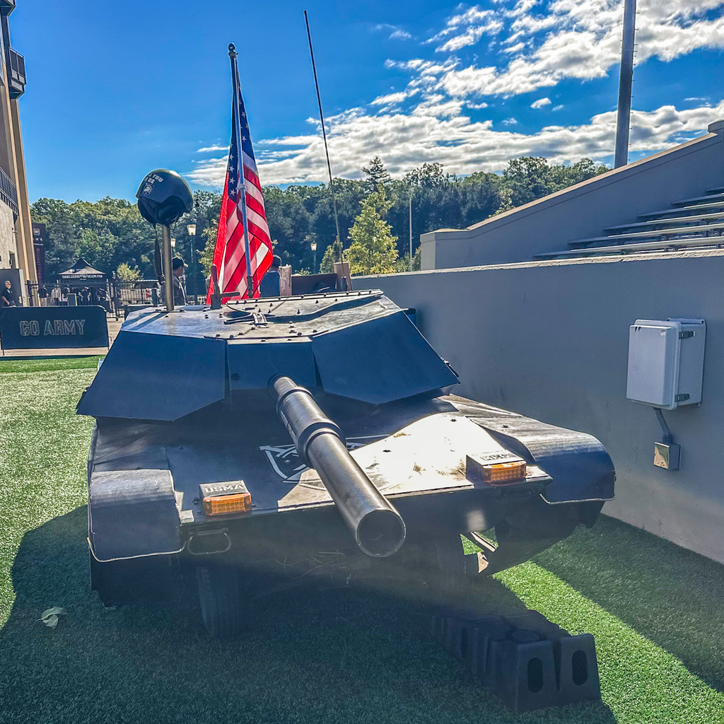 Mike K. Heit sent us this shot of the Go Army tank before the game.